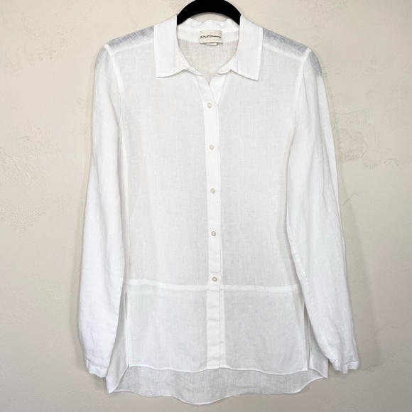 DKNY Pure Linen Convertible Sleeve Button Down Shirt - Picture 4 of 15